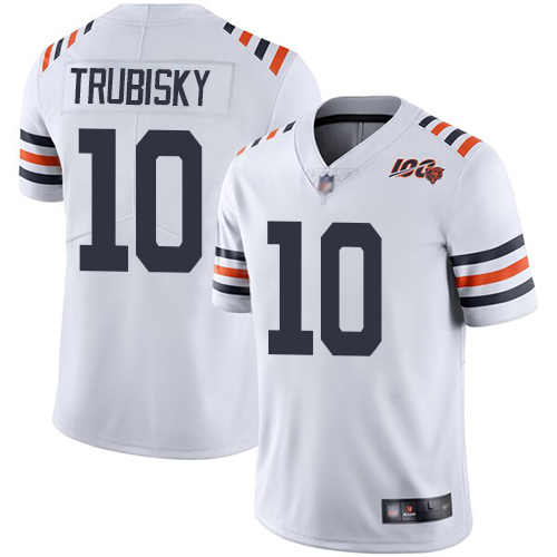 Youth Chicago Bears 10 Trubisky White 100th Anniversary Nike Vapor Untouchable Player NFL Jerseys